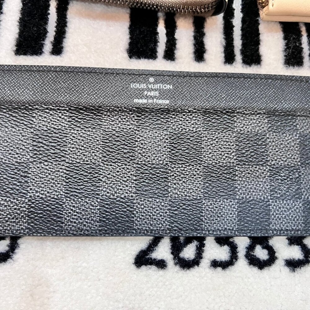 Louis Vuitton Black Damier Graphite Long Card Holder Wallet case